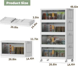 Easy Install PP Folding Clothes <b>Storage</b> Box Office Bedroom Transparent Foldable Double Door 5 Shelf <b>Drawers</b> <b>Storage</b> Cabinet - Product Image 2