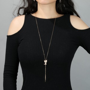 2019 nuevo diseño de esmalte negro pave CZ Diamante de oro de plata esterlina gato collar de lazo - Product Image 6