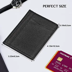 Men Slim Rfid Blocking Genuine Leather Card Slots And 2 ID Window Bifold Leather Wallets For Men