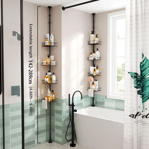 Montaje en pared ajustable <span class=keywords><strong>4</strong></span> niveles baño inodoro esquina ducha estante organizador esquina flotante <span class=keywords><strong>plástico</strong></span> esquina estantes - Product Image 6