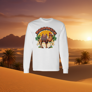 Camiseta de manga larga Marrakech Camel Sunset con diseño de viaje por Marruecos - Product Image 3