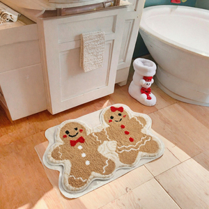 Alfombra de suelo de dibujos animados con diseño de hombre de jengibre navideño en relieve, hecha a mano, decoración navideña para habitación, suave, ecológica, para interiores. - Product Image 2
