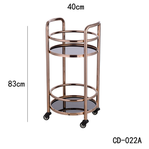 Chariot à roulettes moderne pour bar, thé, vin, chariot de service avec roulettes, or rose et gris, chariot d'hôtel, maison, restaurant - Product Image 2
