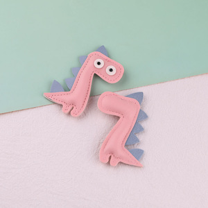 Dinosaur Leather Keychain <b>Red</b> Pink Blue Gray Artificial Leather Irregular Shape Bag Charm Decoration Spring 2024 - Product Image 4