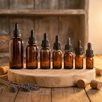 Botol Kaca Amber Bulat Berkualitas Tinggi Kapasitas Mini 5ml 15ml 30ml Grosir dengan Pipet untuk Minyak Esensial Pelembab Kulit