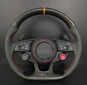 พวงมาลัยคาร์บอนไฟเบอร์สำหรับ <span class=keywords><strong>Audi</strong></span> TT S4 S5 S6 S7 S8 A3 A4 A5 A6 A7 A8 Q3 Q5 Q7, พวงมาลัยหนังแบบเจาะรูรุ่นอัพเกรด - Product Image 1