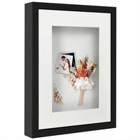 Cadre de présentation mural en bois d'ingénierie noir 12x16 avec passe-partout 8x12, en plexiglas poli, profondeur 1,5 pouce