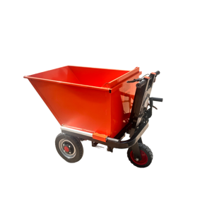 Transportador de construcción de tres ruedas naranja y negro, impulsado a mano, usado para el transporte de ladrillos y abono, alimentación eléctrica. - Product Image 4