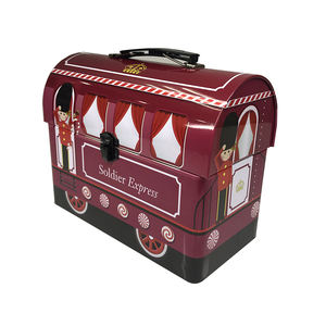 Anpassung Gedruckte Blechdose Paket dose mit Schloss Kinder Vintage Zinn Retro Lunchboxen mit Griffs chloss Schule Metall Lunchboxen - Product Image 1