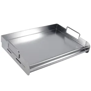 Universal Rectangle Stainless Steel Griddle Flat Top Plate With Heating Bracing For BBQ Charcoal Gas Grills