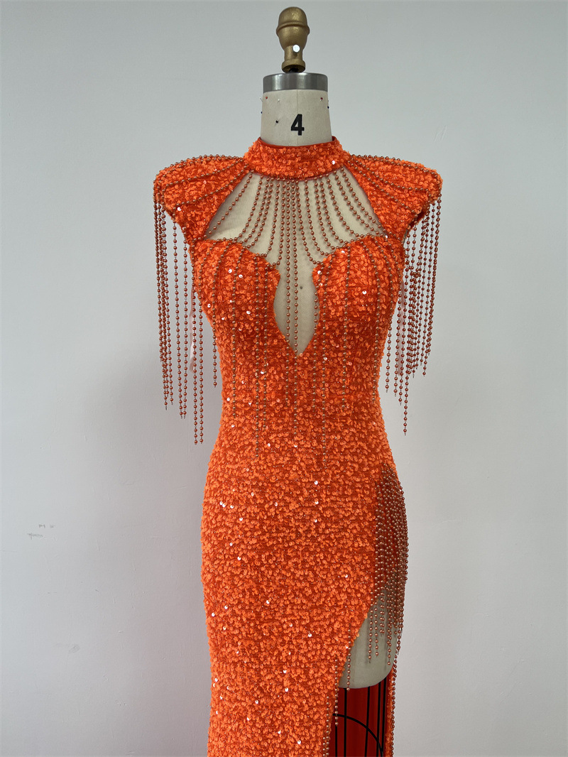 strapless open back dress Tinisie Halter Mini Dress Orange main image 0