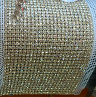 Cinta de Malla de Cristal con Diamantes de Imitación SS20 de 4.7 Pulgadas de Ancho x 10 Yardas de Largo y 24 Líneas para Bolsos de Lujo