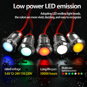 IP67 6mm 8mm 10mm 12mm <span class=keywords><strong>14mm</strong></span> 16mm 19mm 22mm 25mm kim loại thí điểm tín hiệu đèn điện chỉ số ánh sáng với 12V <span class=keywords><strong>24V</strong></span> 220V - Product Image 2