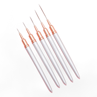 Lot de 5 pinceaux liner pour nail art, manche or rose 7/9/11/15/20mm, pour lignes fines précises et dessin de manucure française