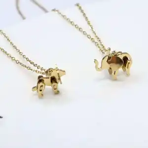 Colgantes chapados en oro para collares, elefante, pequeño León, bloques de construcción