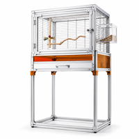 Cage à oiseaux en aluminium avec plateau en verre trempé et acrylique, grille en acier inoxydable, cage pour animaux de compagnie personnalisée