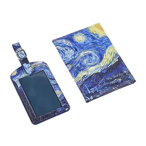 Custom Passport Holder Astral Luggage Tag Set Document Holder Travel Wallet Boarding Pass Cover PU Leather Passport Cover