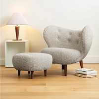 Chaise de canapé simple moderne en bois massif d'agneau velours crème vent pour salon chambre à coucher chaise de loisirs simple pour designers d'appartement