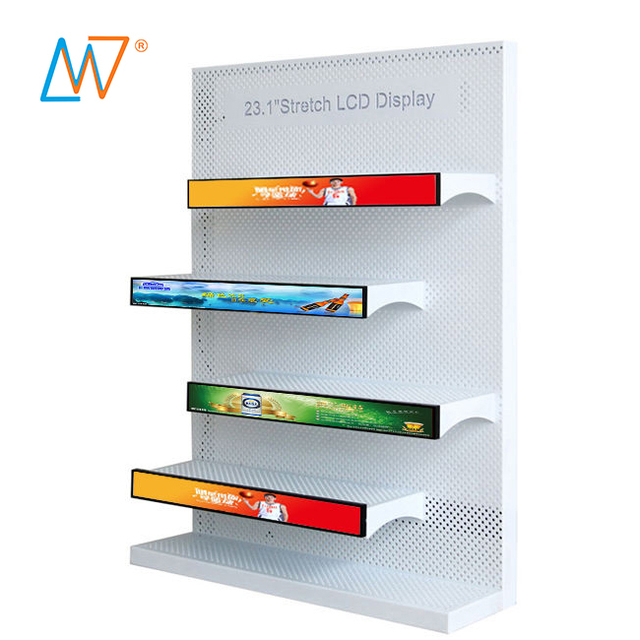 Supermarket 23.1inch Digital Signage Shelf bar Lcd Tft Screen ultra Wide Advertising Stretched Display