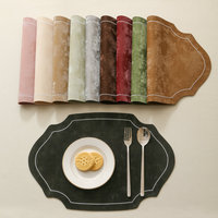 Nouveau Set de Table Ovale Français en Velours Imitation, Isolant et Double Face en Cuir, pour Table à Manger, Bureau et Usage Quotidien à Domicile