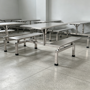 Mesa y banco de cantina de acero inoxidable soldado, conjunto de comedor integrado para cantina de personal y cafetería pública - Product Image 4