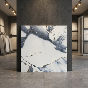 Carreaux de sol en céramique imperméables de qualité supérieure indiens 400x400mm, en porcelaine émaillée, imitation marbre, design intérieur de villa - Product Image 6