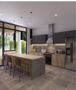 CBMmart formato su misura colore moderno armadio da <span class=keywords><strong>cucina</strong></span> Set <span class=keywords><strong>con</strong></span> <span class=keywords><strong>isola</strong></span> <span class=keywords><strong>tavolo</strong></span> e lavello intero armadio melamina cucine moderne - Product Image 5