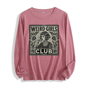 Soft Fabric "Weird Girls Club Vintage Graphic" Long Sleeve <strong>T</strong> <strong>Shirt</strong> Multi Colors - Product Image 3