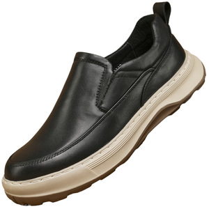 Mocassins pour hommes en cuir à bout rond, semelle extérieure en caoutchouc, semelle intermédiaire en EVA, amortis, toutes saisons, chaussures décontractées et professionnelles - Product Image 4