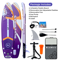 Planche à pagaie gonflable Royal Purple de 9'6'' pour adolescents, SUP junior extra large de 31'' et stable, épaisseur de 5'', planche de stand-up paddle légère