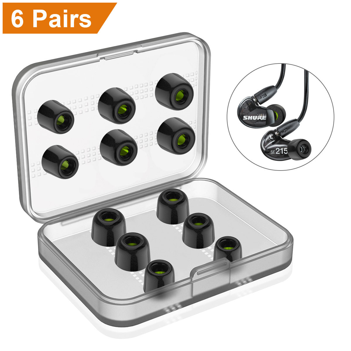 Black Mix Taille-Bouts d'oreilles en mousse à mémoire de forme de 3.0mm