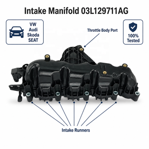 Colector de Admisión de Aire 03L129711AG 03L129711M 03L129711E para VW Audi Skoda <span class=keywords><strong>SEAT</strong></span> 2.0 <span class=keywords><strong>TDI</strong></span> con Actuador - Product Image 4