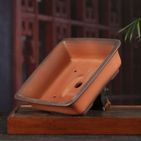 Pot de fleurs de luxe antique en argile violette - Pot de bonsaï carré pour sol avec trous de drainage, écologique, bonne circulation d'air, pour jardin