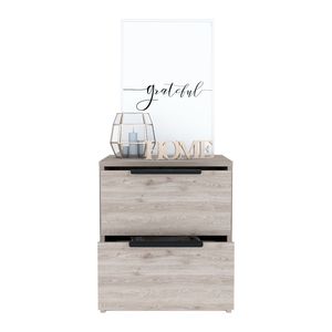 Nightstand Cervants Two Drawers Metal Handle <b>Light</b> Gray Finish Bedroom Storage - Product Image 4