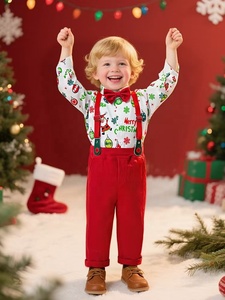 Nuovo Stile 2025 Abbigliamento Natalizio per Bambini - Completo Due Pezzi per Ragazzi - Vestito Natalizio per Neonati - Set per Ragazzi - Product Image 4