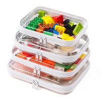 Lot de 4 organiseurs transparents rigides en PET avec fermeture éclair pour blocs, papeterie, maquillage, gadgets, artisanat, bijoux, sac de rangement de voyage