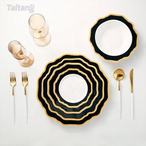 Tùy chỉnh vàng rim tấm hướng dương hình dạng tấm sạc gốm sứ sang trọng Bộ đồ ăn - Product Image 4