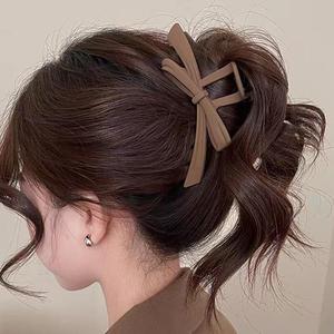 Jepit Rambut Wanita Elegan Model Hiu, Jepitan Plastik Mewah dengan Pita Besar, Gaya Peri Kupu-kupu Manis untuk Pesta - Product Image 4