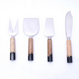 Vintage Style 18/8 Stainless Steel <b>Cheese</b> <b>Knife</b> <b>Set</b> With Wooden & Resin Handle Durable <b>Cheese</b> Tools For Serving And Cutting Tool - Product Image 1