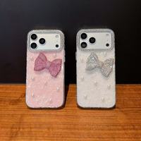 Coque de téléphone portable pour iPhone 17, motif papillon et perles, coque IMD anti-chute avec strass et diamants, protection rigide