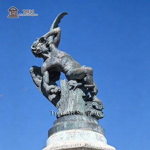 Statue d'ange tombé en bronze grandeur nature, ange ailé avec sculpture de serpent, art commémoratif pour jardin extérieur, OEM personnalisé - Product Image 4