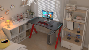 Bureau de jeu, bureau d'ordinateur, table de course, bureau RGB LED en fibre de carbone - Product Image 4