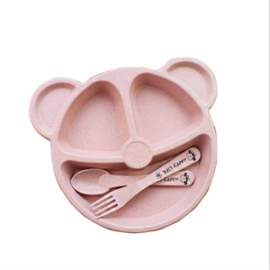 Promotional BPA Free Eco-friendly Food Grade Wheat Straw Tableware Plate Biodegradable Baby Lunch Box Set