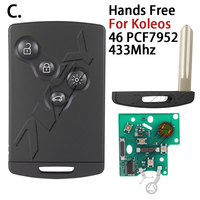 Pour Renault Megane 3 Laguna 3 Grand Scenic Koleos Fluence Clio IV Captur ID46 4A Chip Clé Intelligente Mains Libres Sans Clé Télécommande de Voiture