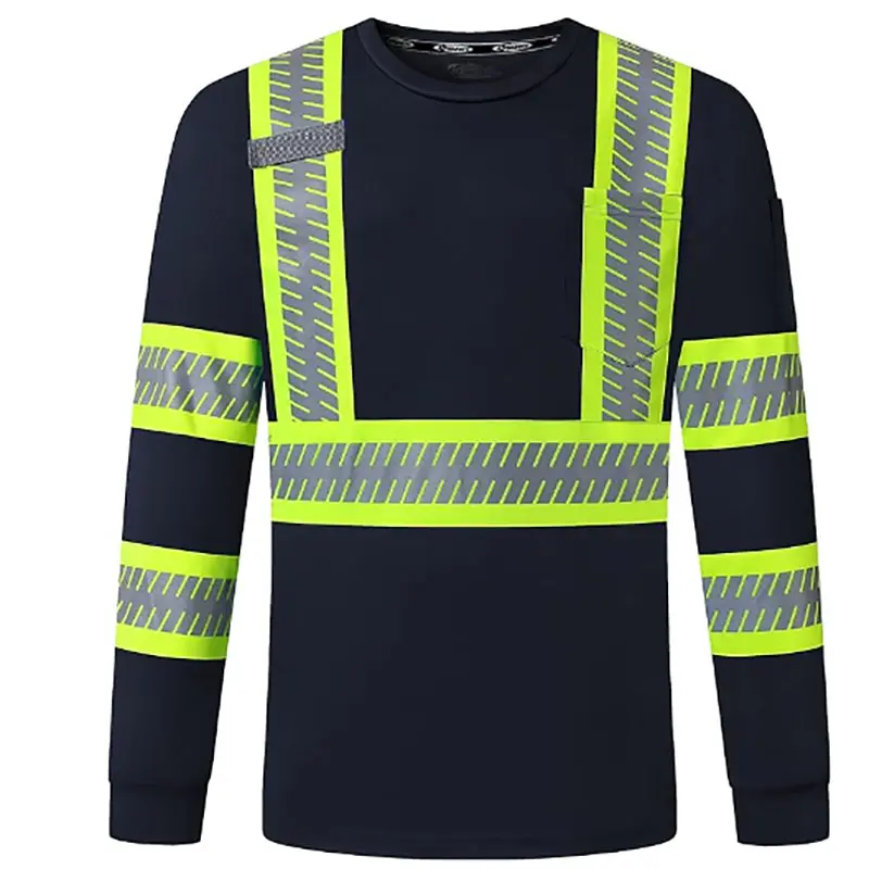 T-shirt à manches longues couleur néon haute visibilité pour hommes et femmes vêtements de sécurité réfléchissants