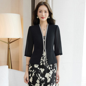 Tassel Jacket Women's Black Floral Print Sheath Dress V-Neck Slim Fit Summer Evening Wear - Product Image 1