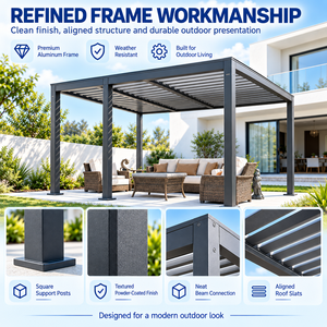 Cubierta de Patio con Acabado en Polvo Elegante, Techo de Láminas Motorizado, Pérgola Bioclimática de Aluminio <span class=keywords><strong>para</strong></span> Exteriores, <span class=keywords><strong>para</strong></span> Jardín en Azotea o Penthouse - Product Image 5