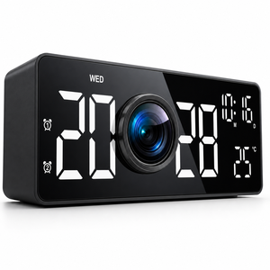 2026 Factory OEM Custom 4K 1080P <b>WiFi</b> Alarm Clock Camera Type-C SD Card Indoor Room Security - Product Image 1