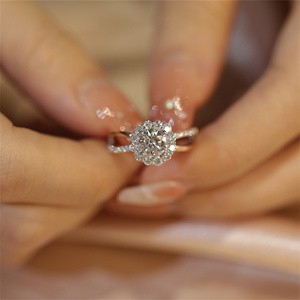 2CT Round Cut Lab Grown Diamond Halo Engagement Ring 18K <strong>Gold</strong> IGI Certified Customizable Wedding <strong>Jewelry</strong> - Product Image 5