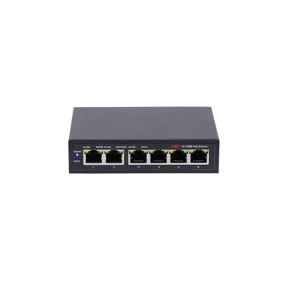 52V PoE Switch 4 Ports +2 RJ45 Uplink 10/100Mbps For IP Camera Wireless AP
